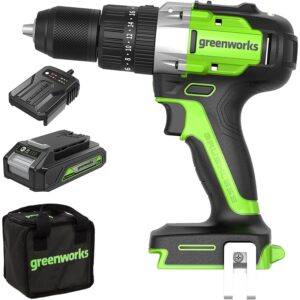 akumulatora skrūvgriezis greenworks 24 v brushless gd24dd60k2 60 nm 1x2 ah