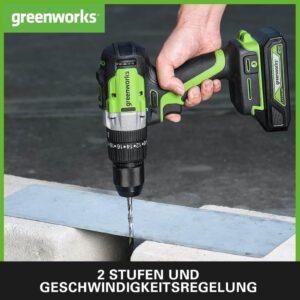 akumulatora skrūvgriezis greenworks 24 v brushless gd24dd60k2 60 nm 1x2 ah