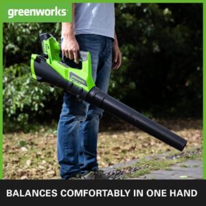 greenworks g40ab akumulatora lapu pūtējs (40 v 177 km/h, brushless) 1 x 2ah, lādētājs
