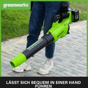 greenworks gd24x2abk2x akumulatora lapu pūtējs brushless, turbo, 217 km/h, 16.4 m³/min, 2 x 24v 2ah (48v kopā), lādētājs