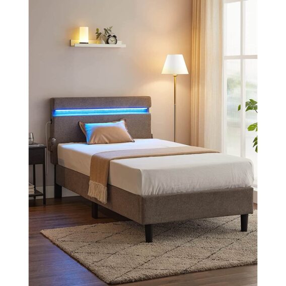 gultas rāmis rmb801g71 90 x 190 cm ar led apgaismojumu, usb, type c uzlādes savienojumu