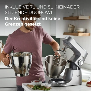 kenwood titanium chef baker xl kvl85.424si virtuves kombains ar integrētiem svariem, 2 trauki (7 un 5 l) 1200 w