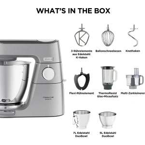 kenwood titanium chef baker xl kvl85.424si virtuves kombains ar integrētiem svariem, 2 trauki (7 un 5 l) 1200 w