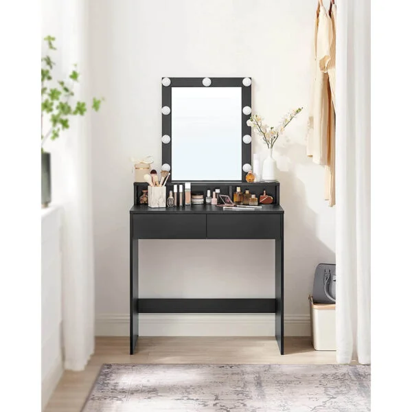 kosmētikas galds ar apgaismojumu rdt114t16 80x40x145 cm (p x g x a) melns