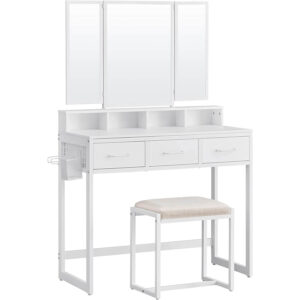 kosmētikas galds vasagle rvt004w14 + taburete