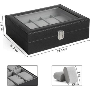 pulksteņu, rotaslietu kastīte ‎‎jwb010bk melna/pelēka