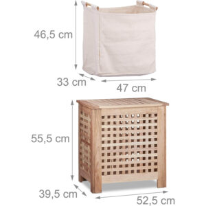 relaxdays 10020619 riekstkoka veļas grozs 55.5 x 52.5 x 39.5 cm 70 l