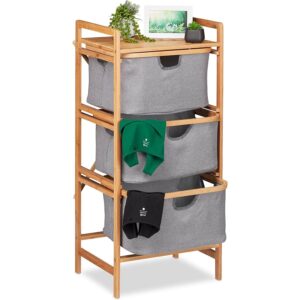 relaxdays 10026498 bambusa veļas grozs 96 x 44 x 34.5 cm 3 x 24 l