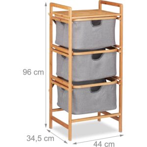 relaxdays 10026498 bambusa veļas grozs 96 x 44 x 34.5 cm 3 x 24 l
