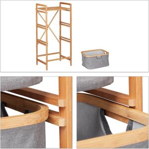 relaxdays 10026498 bambusa veļas grozs 96 x 44 x 34.5 cm 3 x 24 l