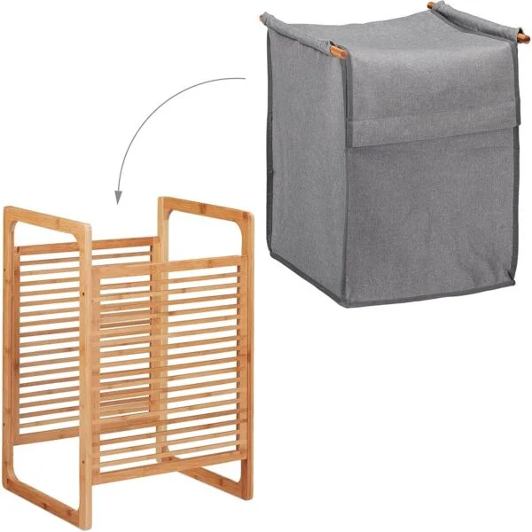 relaxdays 10026505 bambusa veļas grozs 60 x 40 x 35 cm 43 l