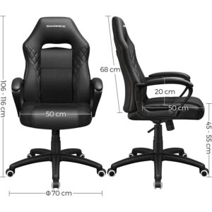 songmics racing sports ofisa krēsls obg38bk