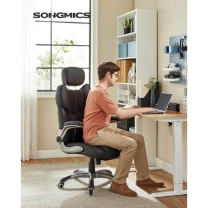 songmics biroja krēsls melna mākslīgā āda obg65bk