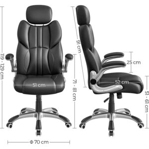 songmics biroja krēsls melna mākslīgā āda obg65bk