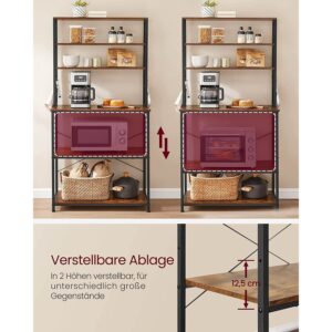 vasagle kks019b01 virtuves plaukts 40 x 80 x 167 cm, vintage brūns/melns