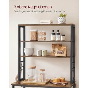 vasagle kks019b01 virtuves plaukts 40 x 80 x 167 cm, vintage brūns/melns