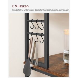 vasagle kks019b01 virtuves plaukts 40 x 80 x 167 cm, vintage brūns/melns