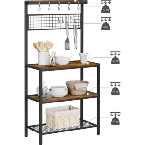 vasagle kks17bx virtuves plaukts 84 x 40 x 170 cm vintage brūns/melns