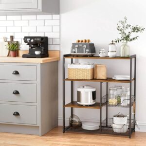 vasagle kks96x virtuves plaukts 80 x 35 x 95 cm vintage brūns/melns