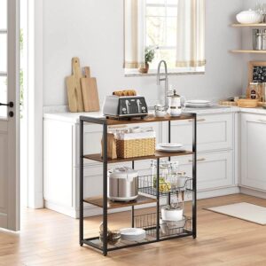 vasagle kks96x virtuves plaukts 80 x 35 x 95 cm vintage brūns/melns