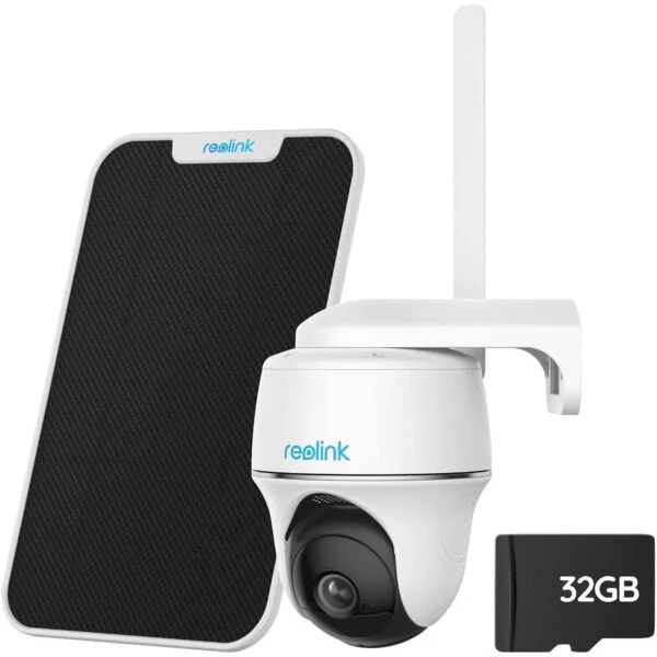 novērošanas kamera reolink 2k 4mp ptz 3g/4g lte, 355°/140° + 32gb sd karte un saules panelis