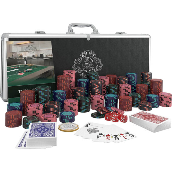 pokera komplekts bullets playing cards corrado deluxe 500 māla žetoni
