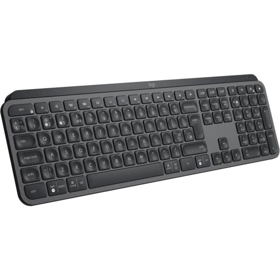 klaviatūra logitech mx keys advanced wireless, bluetooth, usb c, uk qwerty, graphite