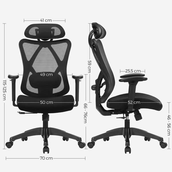 ergonomisks biroja krēsls songmics obn063b01 melns