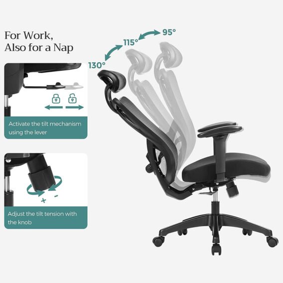 ergonomisks biroja krēsls songmics obn063b01 melns