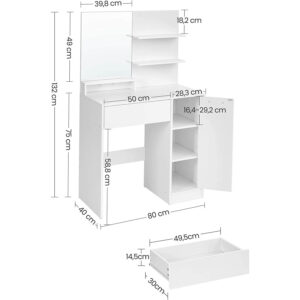 kosmētikas galds rdt119w01 80 x 40 x 132 cm (p x g x a)