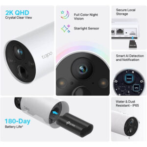 novērošanas kameras tp link tapo 2 gab. 2k hd ip65 c420s2