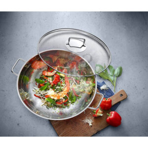 wmf macao wok panna 36 cm ar stikla vāku, cromargan 0793566040