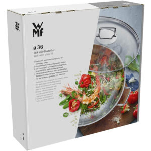 wmf macao wok panna 36 cm ar stikla vāku, cromargan 0793566040