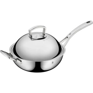 wmf nerūsējoša tērauda wok multi gatavošanas panna ar metāla vāku 28 cm 0753506040