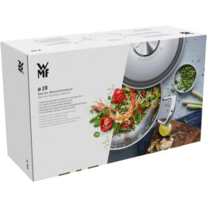 wmf nerūsējoša tērauda wok multi gatavošanas panna ar metāla vāku 28 cm 0753506040