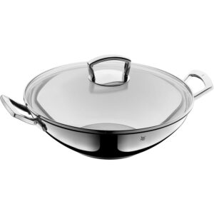 wmf nerūsējoša tērauda wok panna ar stikla vāku 36 cm