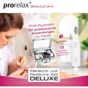 bezvadu elektriskais manikīra un pedikīra komplekts prorelax deluxe