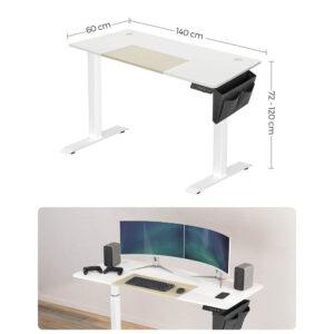 biroja galds songmics lsd016w01 60 x 140 cm ar augstuma regulēšanu