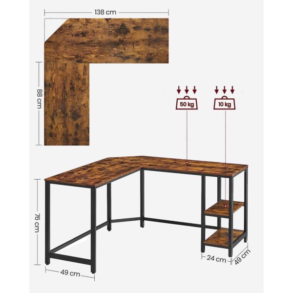 datorgalds / rakstāmgalds l formas vasagle ‎lwd72x 138 x 138 x 75cm (g x p x a)