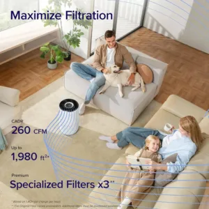 Gaisa attiritajs Levoit Smart Core 400S H13 HEPA filtrs 400 m³ h CADR lidz 83 m²5