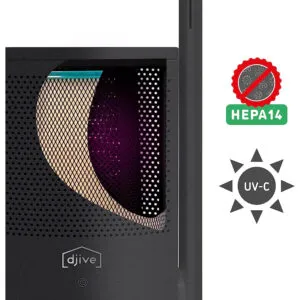 gaisa attīrītājs un bezrotora ventilators djive arc casual ‎dj50023 hepa 14 filtrs 25m2 35w pelēks