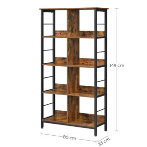 grāmatplaukts vasagle lls105b01 8 plaukti 80 x 33 x 149 cm