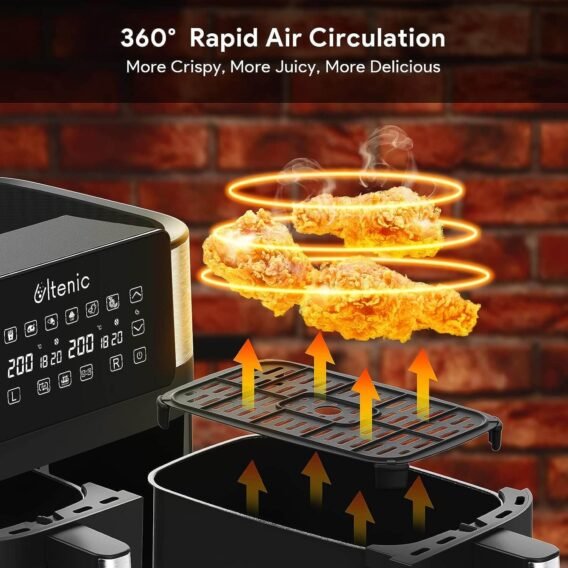 karstā gaisa friteris ultenic k20 dual air fryer 7.6 l 2850 w
