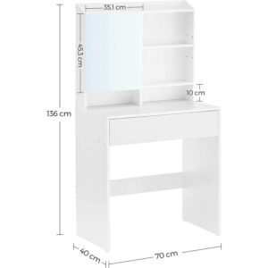 kosmētikas galds vasagle rdt118w01 balts