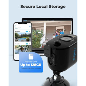 novērošanas kamera reolink argus 3 pro + saules panelis 2k 4mp wifi melna