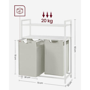 plaukts veļas grozs ar izvelkamiem veļas maisiem 92 l (2x46) vasagle blh211w01