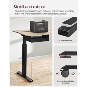 regulējams biroja galds vasagle lsd114h01 140 x 60 x (72 120) cm (g x p x a)