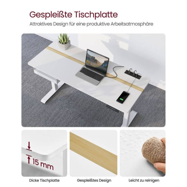 regulējams biroja galds vasagle lsd114w01 140 x 60 x (72 120) cm (g x p x a)
