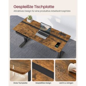 regulējams biroja galds vasagle lsd114x01 140 x 60 x (72 120) cm (g x p x a)