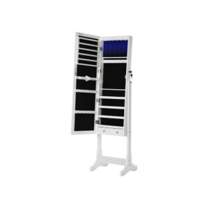 rotaslietu skapis ar spoguli songmics ‎jbc94w led apgaismojums, balts